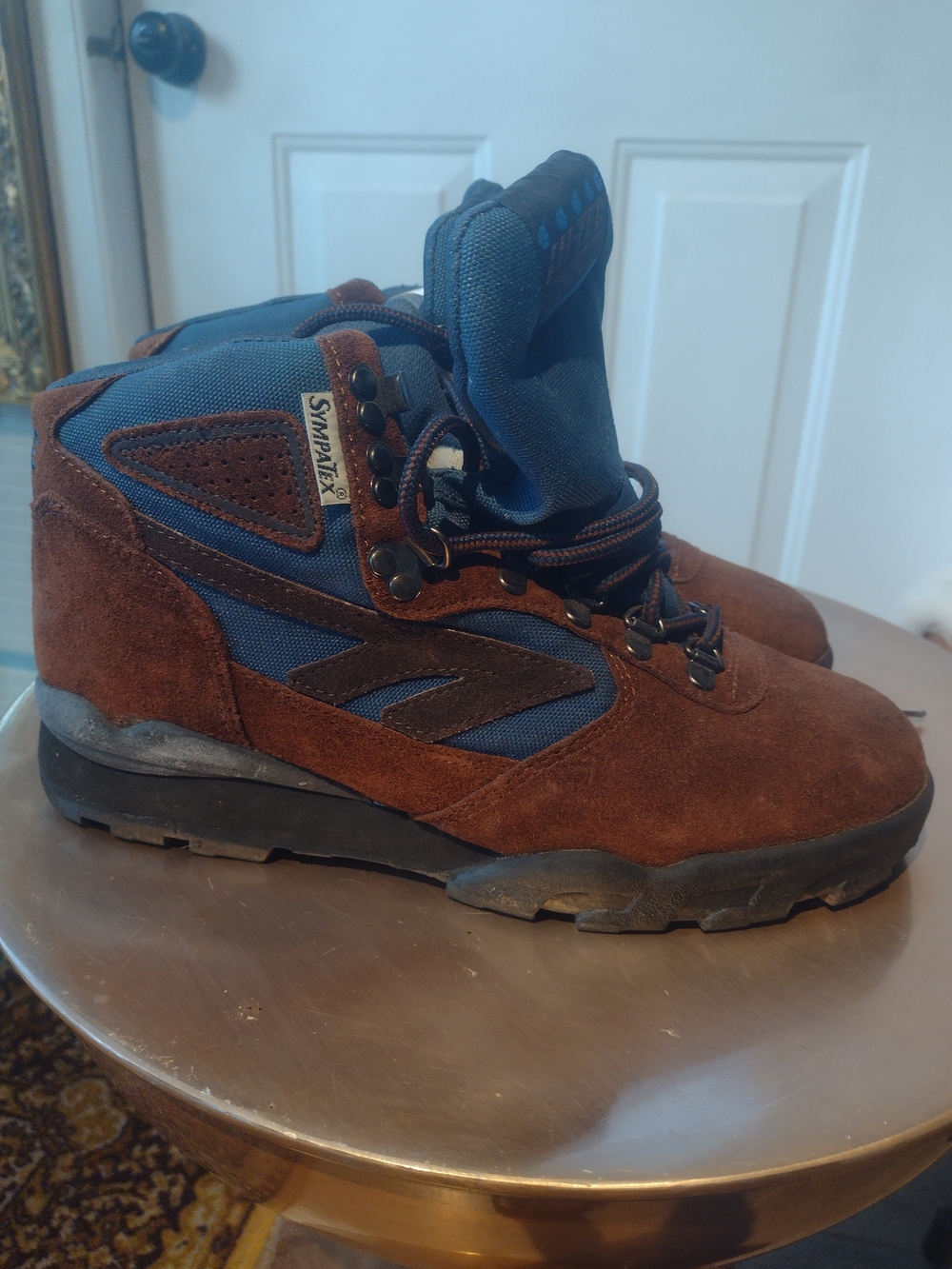 Hi-Tec Brown Suede and Blue Outdoor Lace-Up Boots
